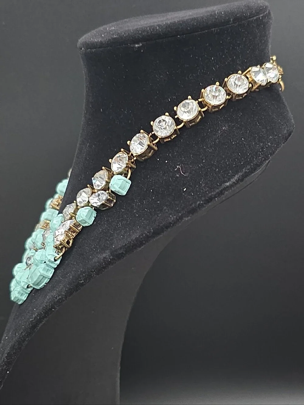 Sarah Templeman Camille Rhinestone Turquoise Enamel Bumblebee Statement Necklace
